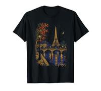 Parigi Torre Eiffel Notte Romantico Senna Rifless Maglietta
