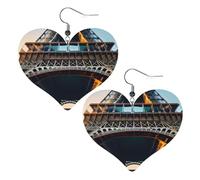 Parigi Torre Eiffel Picture Cuoio Orecchini a Forma di Cuore Moda Donna Matrimonio Danze Quotidiano Accessori, Misura unica, Pelle sintetica