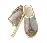 Parigi Torre Eiffel Pittura Floreale Pantofole Donna Memory Foam House Shoes, Multi, 38.5/39.5 EU