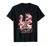 Parigi Torre Eiffel Rosso Acquerello Skyline Art Design Maglietta
