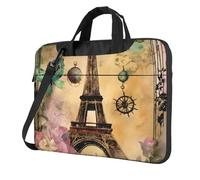 Parigi Torre Eiffel stampa conveniente Laptop Bags elegante e protettivo Computer Bag Style Unico, Nero , 15.6 inch