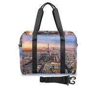 Parigi Torre Eiffel Tramonto Borsone da viaggio per donne e uomini Parigi Stampa Weekend Pernottamento Borse 32 L Large Holdall Tote Cabin Bag per Sport Palestra Yoga, Colore, 32 L, Organizer per