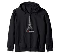 Parigi Torre Eiffel Vintage Skyline Amore Francia Love Paris Felpa con Cappuccio