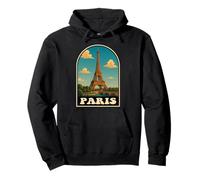 Parigi Torre Eiffel Vintage Travel Retro Parigino Felpa con Cappuccio