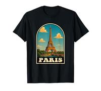 Parigi Torre Eiffel Vintage Travel Retro Parigino Maglietta