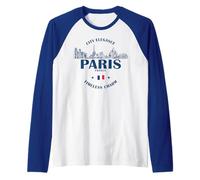 Parigi Viaggi Francia Luoghi d'Interesse Vintage Maglia con Maniche Raglan