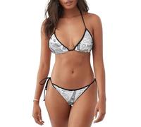 Parigino Caffè Torre Eiffel Stampa Bikini Leggero Costume Da Bagno Due Pezzi Costume Da Bagno Beachwear Piscina Abbigliamento Attività, Nero , M