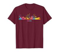 parigino, Orizzonte, colorito, Cityscape, Par Maglietta, Uomo, Bordeaux, 3XL