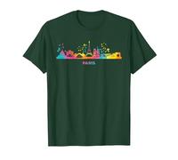 parigino, Orizzonte, colorito, Cityscape, Par Maglietta, Uomo, Verde Foresta, M