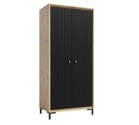 PARII Armadio guardaroba 2 ante 89x196 cm in legno design contemporaneo nero opaco