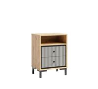 PARII Comodino Notte 2 Cassetti 58x68 cm in Legno Design Contemporaneo Grigio Congo