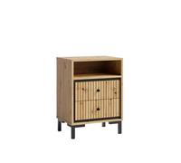 PARII Comodino Notte 2 Cassetti 58x68 cm in Legno Design Contemporaneo Legno Naturale