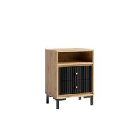 PARII Comodino Notte 2 Cassetti 58x68 cm in Legno Design Contemporaneo Nero Opaco