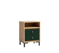 PARII Comodino Notte 2 Cassetti 58x68 cm in Legno Design Contemporaneo Verde Bottiglia