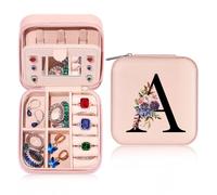 Parima Portagioie da ragazza, con lettere A, rosa, da viaggio | Portagioie da viaggio, rosa, portagioie da donna, regalo personalizzato per donne e ragazze