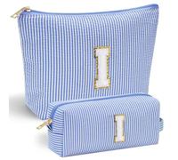 Parima Regali per ragazze donne - Borsa cosmetica personalizzata per trucchi da donna con lettere A-Z Regali personalizzati Regalo di compleanno per donne ragazze fidanzate, Blu, IO, casual