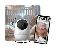 PARINNOV - 5MP Telecamera WiFi interno, Baby Monitor, Videocamera sorveglianza interno wifi, Rilevamento di suoni e mov., Tracciamento, Walkie-talkie, Notturna, Modalità Privata, funzione Alexa&Google
