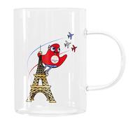 PARIS 2024, Tazza dritta in vetro Oly Torre Eiffel 23 cl M12, prodotto ufficiale con licenza, tazza con manico in porcellana, accessorio perfetto per gustare le vostre bevande preferite