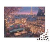 Paris Balcony View 100% Recycled Cardboard Paris Rooftop 1000Pc Jigsaw for Adults & Kids Unique Beautifully Illustrated 38x26cm/1000pcs