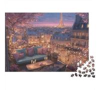 Paris Balcony View 1000 Pezzi Puzzle Difficile Adulti Accogliente Balcone Cittadino che Guarda Parigi al Crepuscolo Premium Robusto Alta Qualità Vivace Stimolante Antistress 52x38cm/1000pz