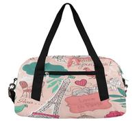 Paris - Borsone da viaggio per bambini, per ragazze e ragazzi, con Torre Eiffel, rosa, leggero, per sport, palestra, per bambini, per la notte, weekender, da portare con sé, da portare con sé, Parigi,