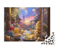 Paris Breakfast Scene 100% Recycled Cardboard Paris Breakfast 1000Pc Jigsaw for Adults Challenging & Brainteasing 38x26cm/1000pcs