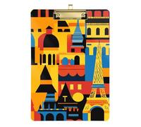 Paris Castel - Portablocco colorato formato A4, formato lettera, foro standard per studenti, ragazze, bambini, insegnanti, dimensioni 9 x 12