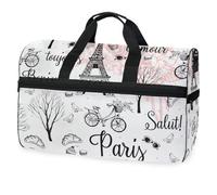 Paris City Romance - Borsone da viaggio per uomini, donne, ragazzi, ragazze, adolescenti, borsa da palestra oversize con scomparto per scarpe, per la notte, il fine settimana, yoga, allenamento, borsa