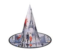 Paris City Tree Torre Eiffel Stampa artistica Halloween Strega Costume Accessorio a punta Cappello da strega Cappello pieghevole Halloween Cappelli 1 pezzo