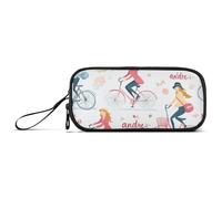 Paris Cycle - Astuccio in nylon ad alta capacità per ragazze adolescenti, organizer per cancelleria per scuola preppy