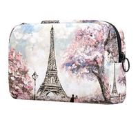 Paris Effiel - Borsa per cosmetici da donna, con asciugamano e giovane coppia, borsa da viaggio per articoli da toeletta grande, pratica borsa organizer con cerniera, Multi, 18.5x7.5x13cm/7.3x3x5.1in,