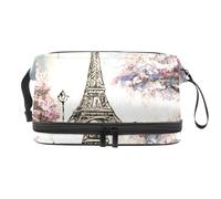 Paris Effiel - Trousse a doppio strato con asciugamano e coppia di giovani coppie, per donne e ragazze, borsa da viaggio per trucchi, pratica borsa organizer con scomparto per pennelli, Multi,