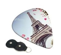 Paris Eiffel Tower Flower - Set di plettri per chitarra (0,46 mm/0,71 mm/0,96 mm), adatti per chitarra e ukulele