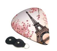 Paris Eiffel Tower Flowers Blooming Guitar Picks - Set di 6 plettri (0,46 mm/0,71 mm/0,96 mm) adatto per chitarra e ukulele