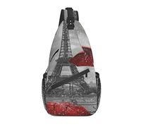 Paris Eiffel Tower Ombrelli rossi Zaino a tracolla Borsa a tracolla sul petto Zaino casual per uomo Donna