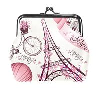Paris Eiffel Tower Pink Retro Love Bike Hot Balloon Portamonete Kiss Lock Change Purse Vintage Trinkets Pouch