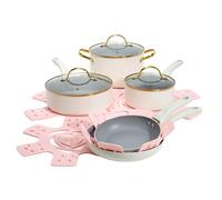 Paris Hilton Epic, set di pentole e padelle antiaderenti, rivestimento antiaderente multistrato, coperchi in vetro temperato, morbidi al tatto, manici freschi, realizzati senza PFOA, lavabili in