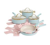 Paris Hilton Epic, set di pentole e padelle antiaderenti, rivestimento antiaderente multistrato, coperchi in vetro temperato, morbidi al tatto, manici freschi, realizzati senza PFOA, lavabili in