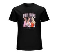 Paris-Hilton T-Shirt Hippie Clothes Korean Fashion Plain T Shirts Men Black S