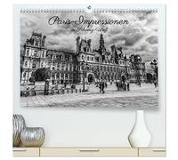 Paris-Impressionen in Schwarz-Weiß (hochwertiger Premium Wandkalender 2026 DIN A2 quer), Kunstdruck in Hochglanz: Ansichten von Paris in Schwarz-Weiß-Fotografien