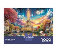 Paris Night Scene Puzzle in Cartone Extra Spesso Da 1000 Pezzi, Parisian Town at Dusk, Allenamento Mentale, Regalo Divertente, Attività, Decorazione Parete, Arte 38x26cm/1000pcs
