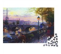 Paris River Sunset 1000 Pezzi Puzzle Adulti Strada Parigina con Torre Eiffel sullo Sfondo Premium Robusto Alta Qualità Vivace Stimolante Difficile Antistress Regalo Famiglia 38x26cm/1000pz