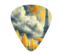 Paris-Romantic-Fall - Confezione da 12 plettri per chitarra con 3 spessori e scatola portaoggetti, plettri in ABS per basso elettrico