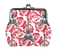 Paris Rose Eiffel Tower Portamonete Portamonete Borsa Cambio Pouch Regali per Donna Bambini Portachiavi
