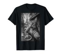 Paris Selfie Cat Mangia Croissant dalla Torre Eiffel Maglietta