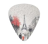Paris Street Eiffel Tower Painting Il plettro per chitarra, per chitarre acustiche, elettriche, basso - tocco naturale, confezione da 12, multicolore.