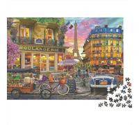 Paris Street Scene 1000 Pezzi Puzzle Antistress Adulti Strada Parigina con Panetteria e Auto d'Epoca Premium Robusto Stimolante Relax Regalo Famiglia 70x50cm/1000pz