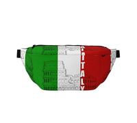 Paris Street Torre Eiffel rosa stampa floreale alla moda marsupio - borsa a tracolla, ideale per viaggi, corsa, escursionismo, ciclismo e altro ancora, Bandiera italiana del Colosseo Romano, One Size