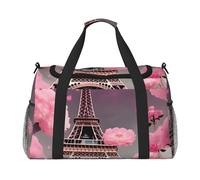 Paris Street Torre Eiffel rosa stampa floreale funzionale borsa da viaggio spaziale borsa da viaggio pieghevole per weekend