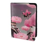 Paris Street Torre Eiffel rosa stampa floreale porta passaporto, essenziale da viaggio, carte e passaporto, portafoglio antifurto, dimensioni per adattarsi a tutti i passaporti standard